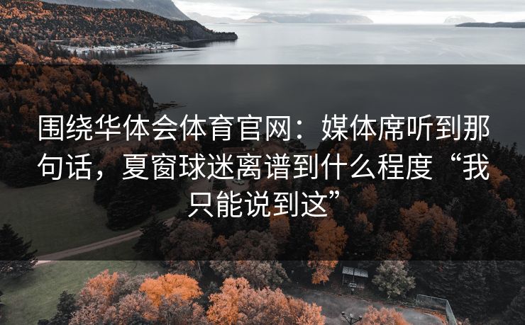 围绕华体会体育官网：媒体席听到那句话，夏窗球迷离谱到什么程度“我只能说到这”