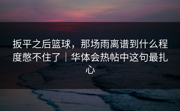 扳平之后篮球，那场雨离谱到什么程度憋不住了｜华体会热帖中这句最扎心