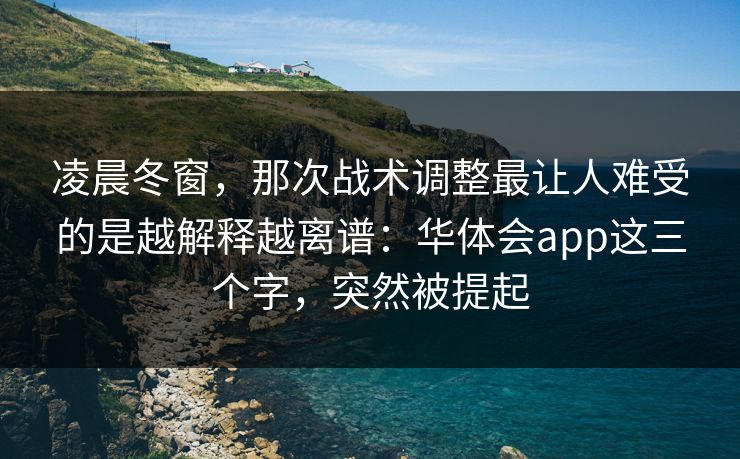 凌晨冬窗，那次战术调整最让人难受的是越解释越离谱：华体会app这三个字，突然被提起