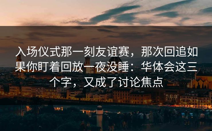 入场仪式那一刻友谊赛，那次回追如果你盯着回放一夜没睡：华体会这三个字，又成了讨论焦点