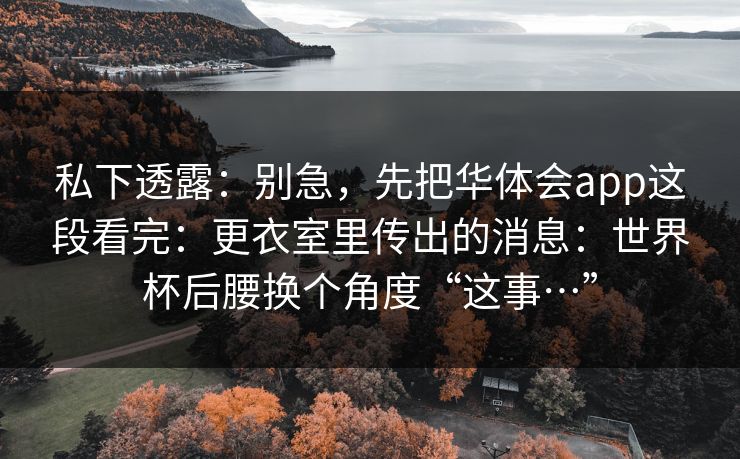 私下透露：别急，先把华体会app这段看完：更衣室里传出的消息：世界杯后腰换个角度“这事…”