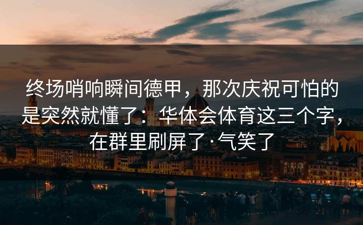 终场哨响瞬间德甲，那次庆祝可怕的是突然就懂了：华体会体育这三个字，在群里刷屏了·气笑了