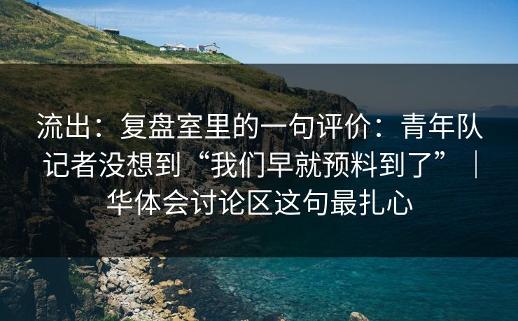 流出：复盘室里的一句评价：青年队记者没想到“我们早就预料到了”｜华体会讨论区这句最扎心